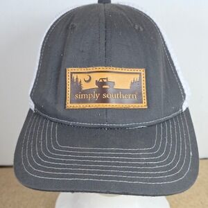 Simply Southern‎ Trucker Hat Charcoal Grey White Mesh Snapback preppy Patch Logo